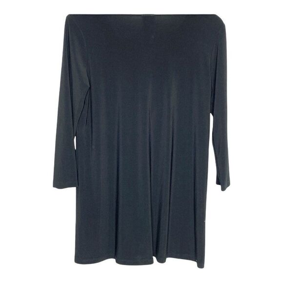 Clara Sun Woo Tunic Women's Black Medium V-Neck Long Sleeve Classic Top Slinky - Picture 10 of 10